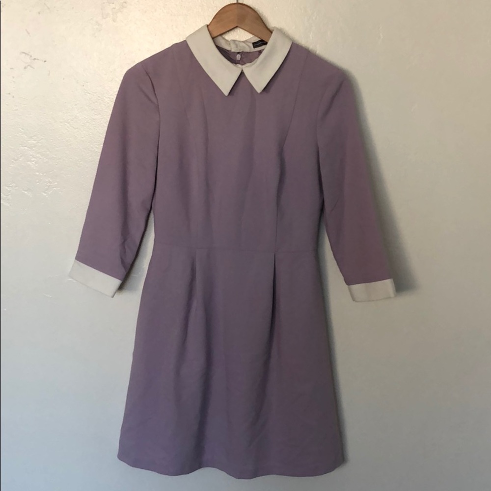 Lilac white collar dress